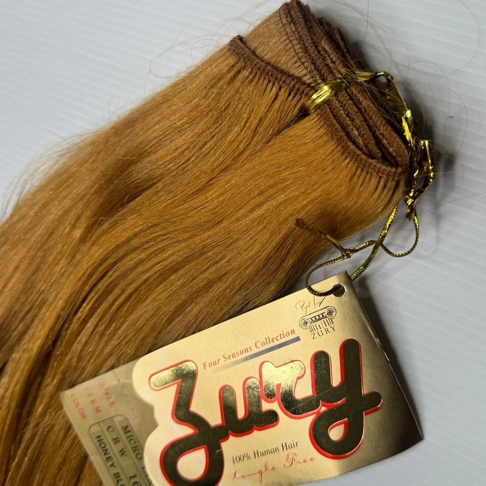 100% Human Hair Micro Yaky Extensions 16” Honey Blonde Straight Weft Bundle